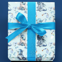 Niedlich Baby Dragon Blue Watercolor