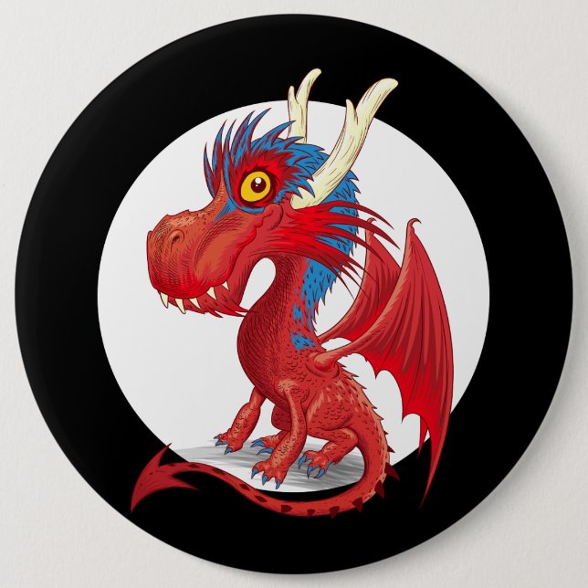 Niedlich Baby Dragon Button (Vorderseite)