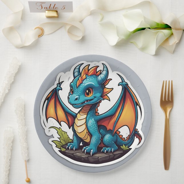 Niedlich Baby Dragon Pappteller (Hochzeit)