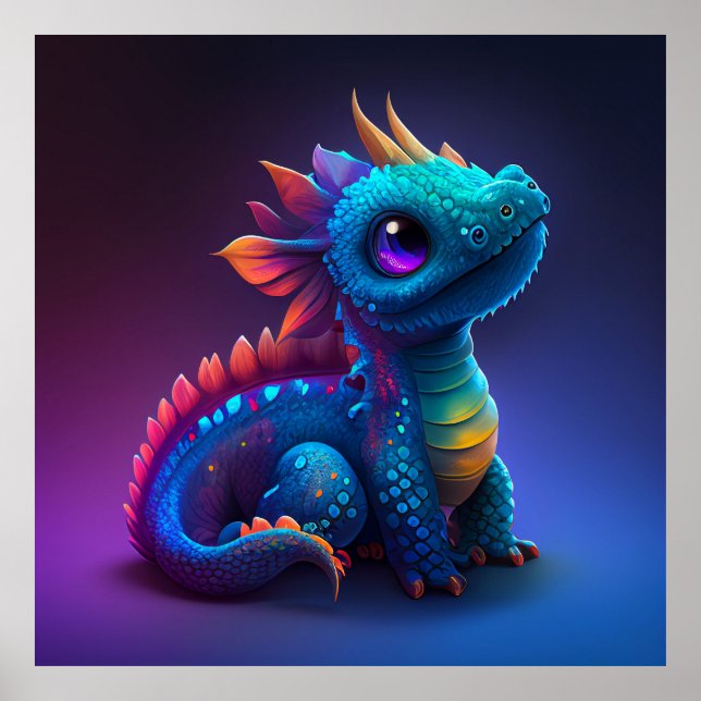 Niedlich Baby Dragon Poster (Vorne)