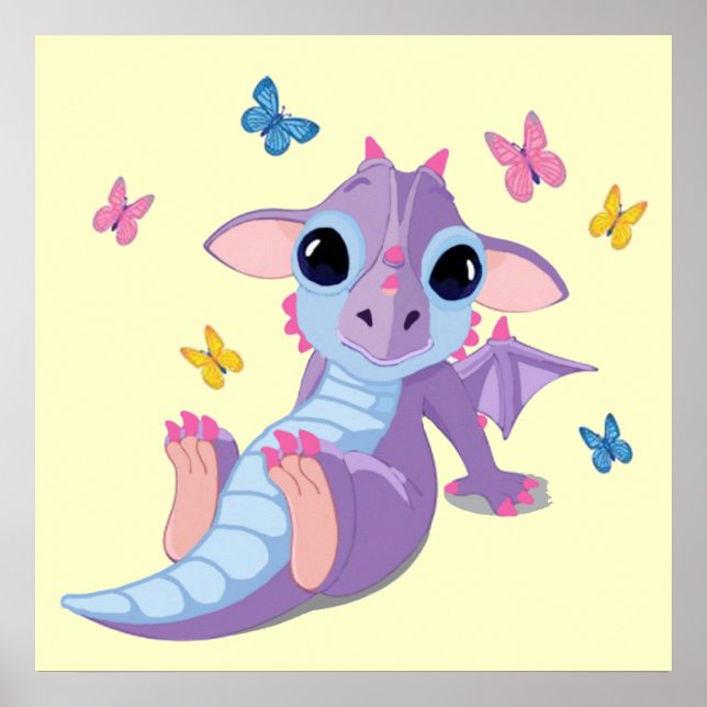 Niedlich Baby Dragon Poster (Vorne)