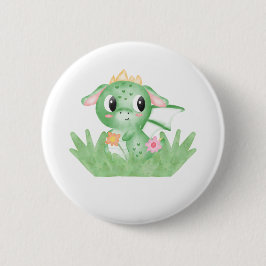 Niedlich Baby Dragon Watercolor Button