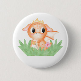 Niedlich Baby Dragon Watercolor Button