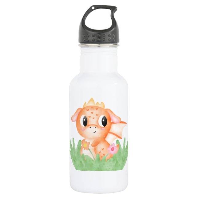 Niedlich Baby Dragon Watercolor Edelstahlflasche (Vorderseite)