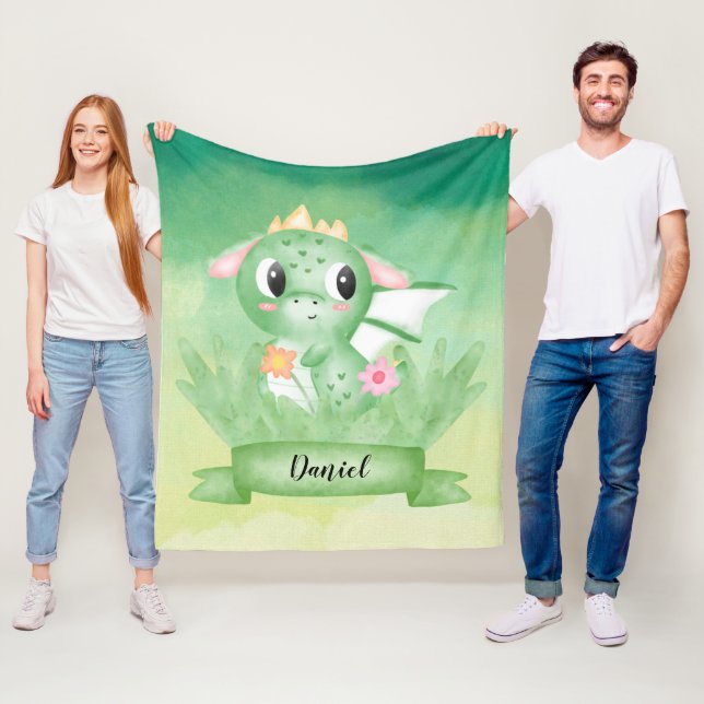 Niedlich Baby Dragon Watercolor Fleece Blanket (Beispiel)