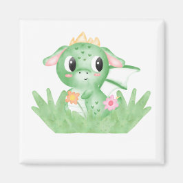 Niedlich Baby Dragon Watercolor Magnet