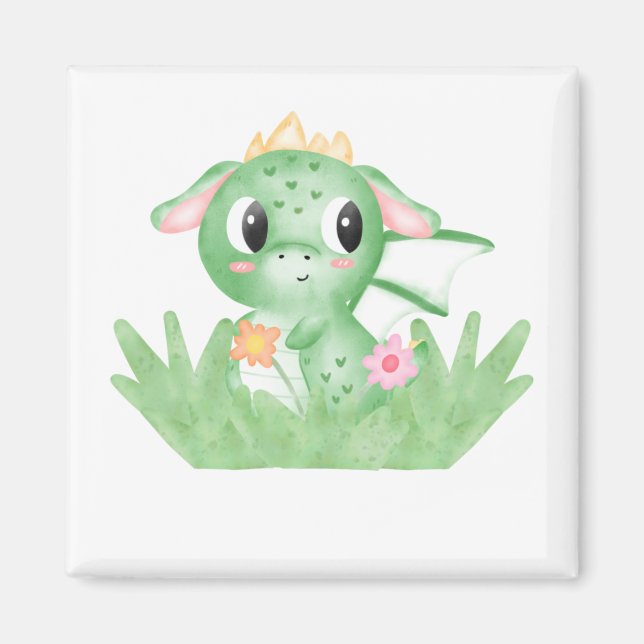 Niedlich Baby Dragon Watercolor Magnet (Vorne)