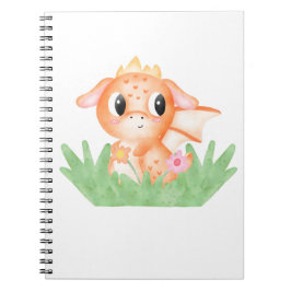Niedlich Baby Dragon Watercolor Notizblock