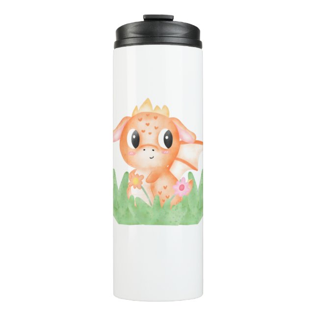Niedlich Baby Dragon Watercolor Thermosbecher (Vorderseite)
