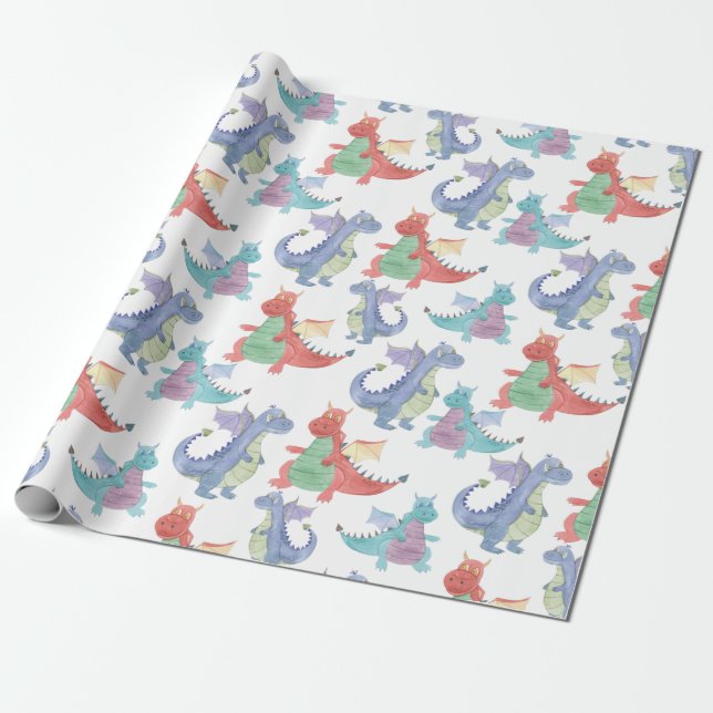 Niedlich Baby Dragons Happy Dancing Funny Kids Car Geschenkpapier (Ungerollt)