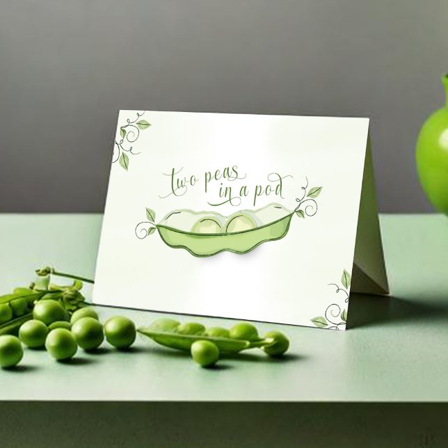 Niedlich Baby Dusche Twins Peapod Dankeskarte (Two peas in a pod folding thank you card)