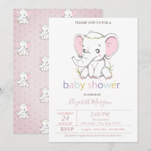 Niedlich Baby Elephant Balloons Babydusche Einladung