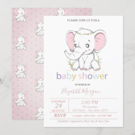 Niedlich Baby Elephant Balloons Babydusche Einladung