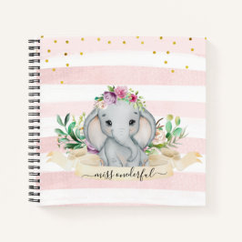 Niedlich Baby Elephant Blume Child Daily Journal Notizbuch