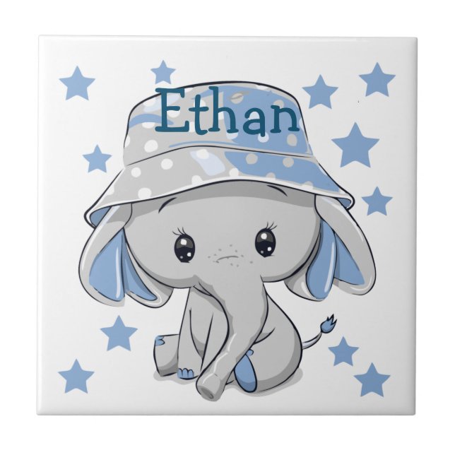 Niedlich Baby Elephant Boy Fliese (Vorderseite)