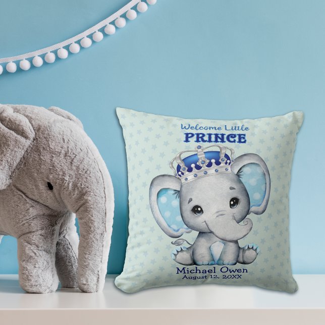 Niedlich Baby Elephant Boy Prince Throw Kissen (Von Creator hochgeladen)