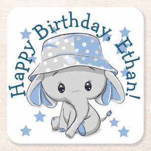 Niedlich Baby Elephant Boy Rechteckiger Pappuntersetzer