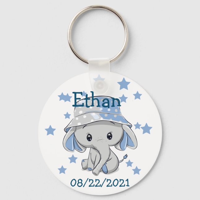 Niedlich Baby Elephant Boy Schlüsselanhänger (Vorderseite)