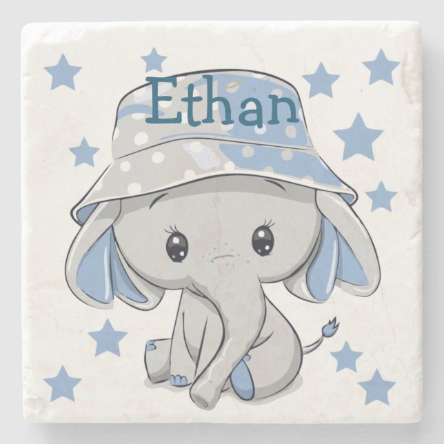 Niedlich Baby Elephant Boy Steinuntersetzer (Vorderseite)