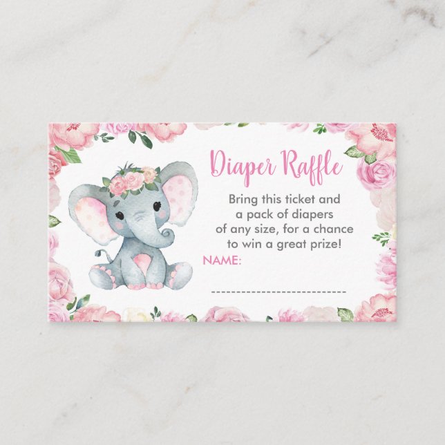 Niedlich Baby-Elephant-Degustationsticket, rosa Begleitkarte (Vorderseite)