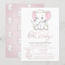 Niedlich Baby Elephant Dots Kinderdusche Einladung