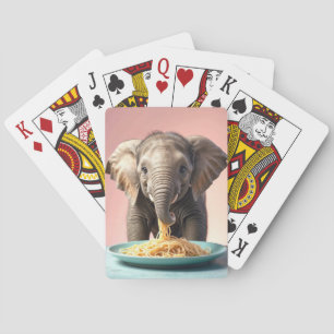 Niedlich Baby Elephant Eating Spaghetti Spielkarten