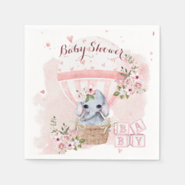 Niedlich Baby Elephant Floral Pink Babydusche Serviette