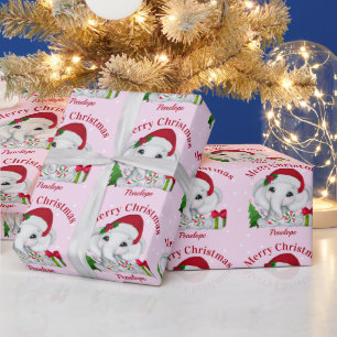 Niedlich Baby Elephant Frohe Weihnachten Pink Geschenkpapier