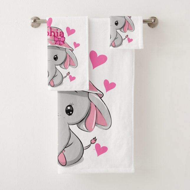 Niedlich Baby Elephant Girl Badhandtuch Set (Insitu)