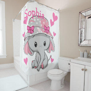 Niedlich Baby Elephant Girl Duschvorhang