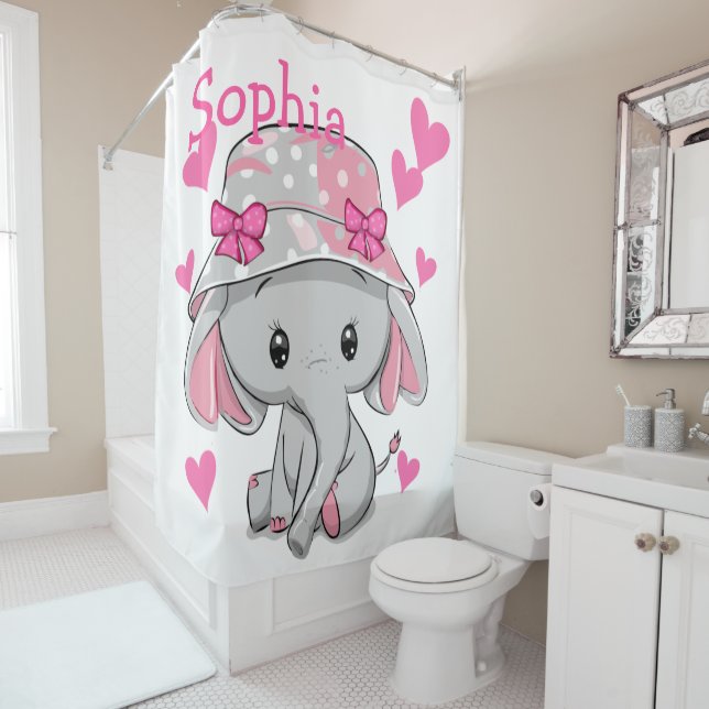 Niedlich Baby Elephant Girl Duschvorhang (Beispiel)