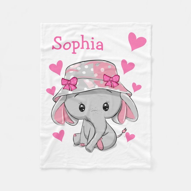 Niedlich Baby Elephant Girl Fleecedecke (Vorderseite)