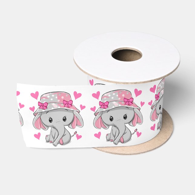 Niedlich Baby Elephant Girl  Satinband (Spule)