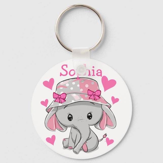 Niedlich Baby Elephant Girl Schlüsselanhänger (Vorderseite)