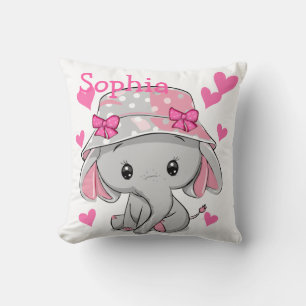 Niedlich Baby Elephant Girl Throw Kissen