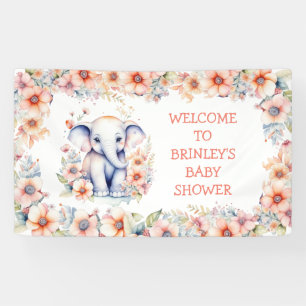 Niedlich Baby Elephant Girl's Baby Shower Banner