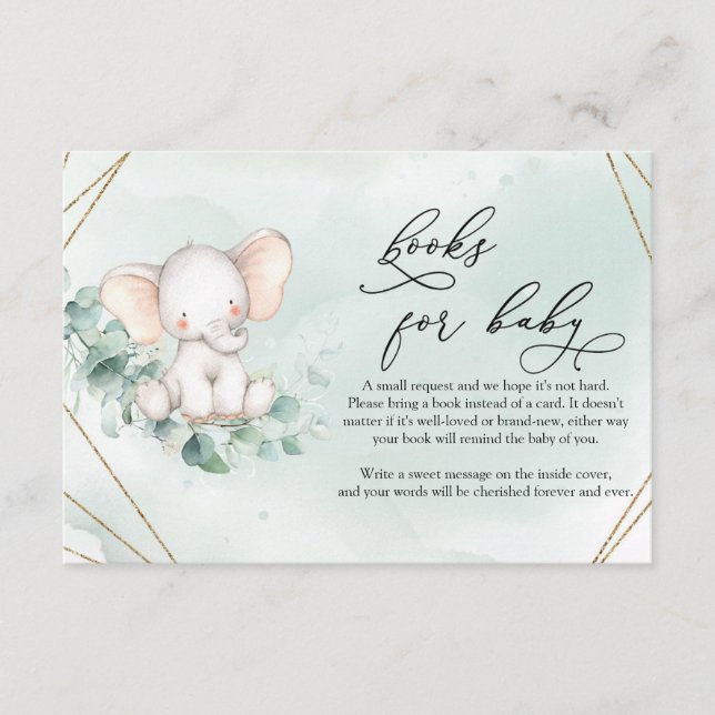 Niedlich Baby Elephant Greenery Eucalyptus Wreath Begleitkarte (Vorderseite)