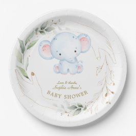 Niedlich Baby Elephant Jungle Greenery Baby Dusche Pappteller