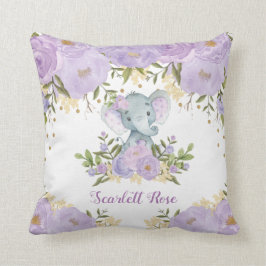 Niedlich Baby Elephant Lila Floral Girl Kinderzimm Kissen