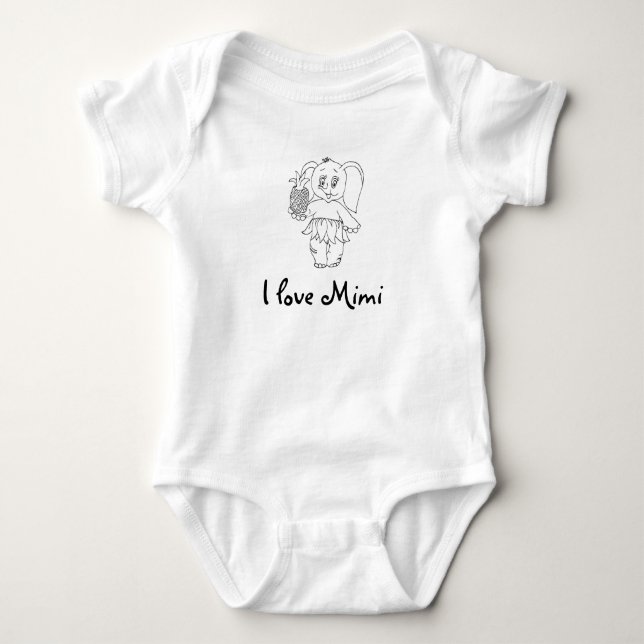 Niedlich Baby Elephant Modern Black I Liebe Mimi Baby Strampler (Vorderseite)
