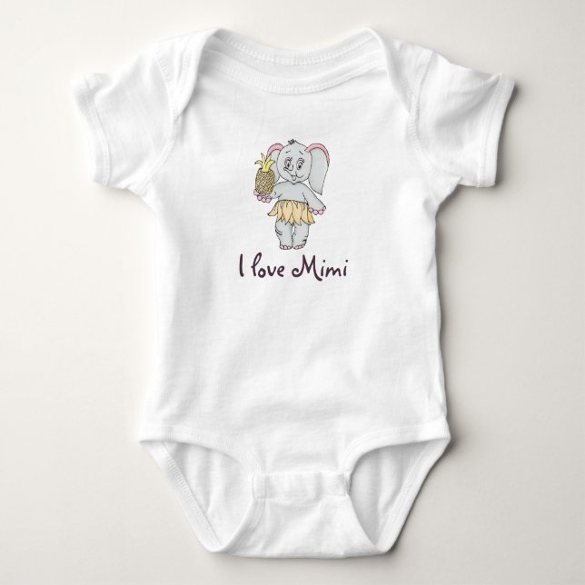 Niedlich Baby Elephant Modern Pink I Liebe Mimi Baby Strampler (Vorderseite)