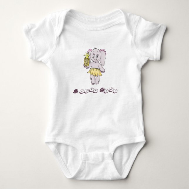 Niedlich Baby Elephant Modern Pink I Liebe Mimi Strampler (Vorderseite)