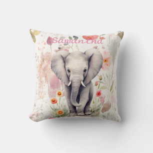 Niedlich Baby Elephant Pastel Watercolor Spring Bl Kissen