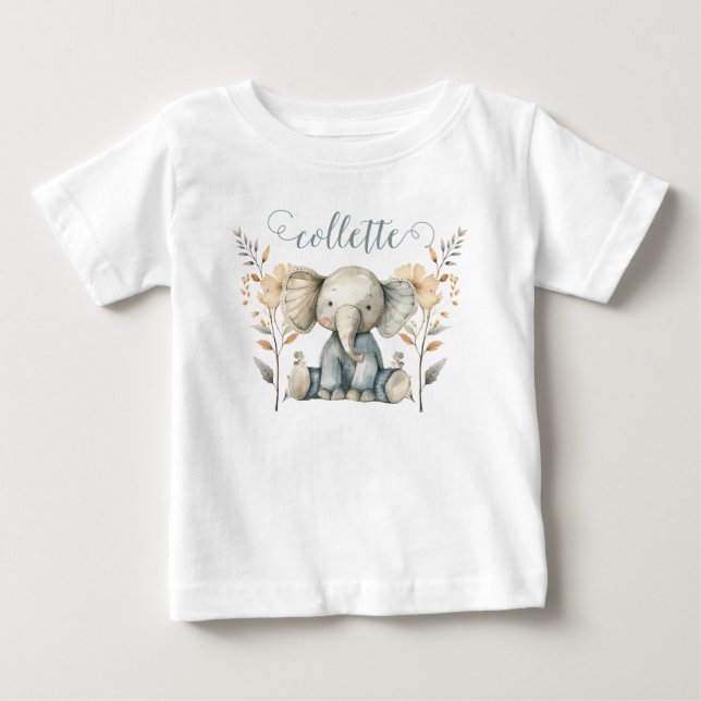 Niedlich Baby Elephant Personalisiert T-shirt (Vorderseite)
