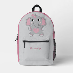 Niedlich Baby Elephant Pink Ears & Herz Personalis Bedruckter Rucksack