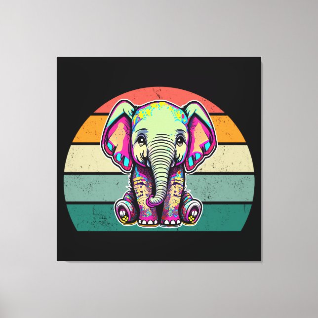 Niedlich Baby Elephant sitzend digitale Abbildung Leinwanddruck (Vorderseite)