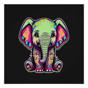 Niedlich Baby Elephant sitzend digitale Abbildung Poster
