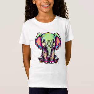 Niedlich Baby Elephant sitzend digitale Abbildung T-Shirt