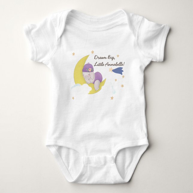 Niedlich Baby Elephant Twinkle Star Dream Big Cust Strampler (Vorderseite)