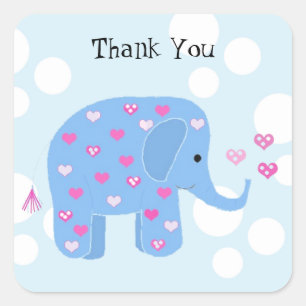 Niedlich Baby Elephant Vielen Dank Quadratischer Aufkleber